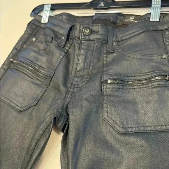AG Adriano Goldschmied black leather look jeans. Zipper on front pockets size 26 - Picture 3 of 13